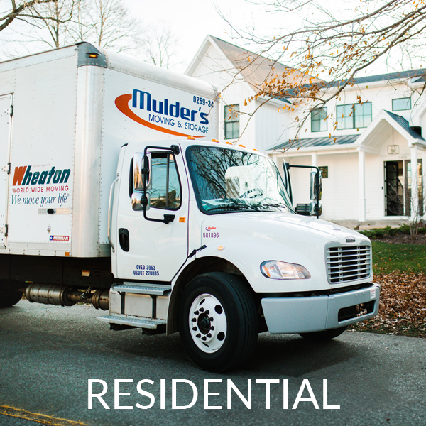 Mulder's Moving truck at residential home